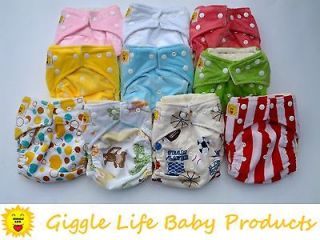 10x Giggle Life Bamboo One Size Cloth Diapers & 20x Bamboo Pads AIO 8