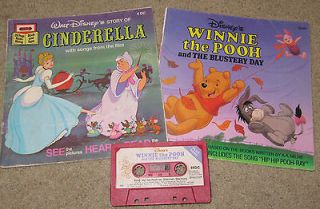 Disney CINDERELLA/WINNIE THE POOH BLUSTERY DAY Read Along BOOK on TAPE