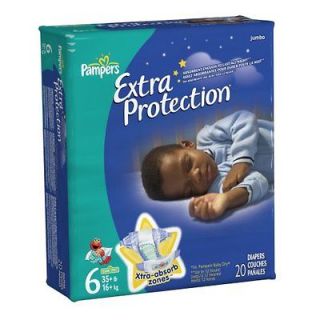 PAMPERS EXTRA PROTECTION   NIGHT TIME DIAPER   SIZE 6   35+ lbs