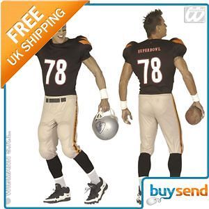 Mens American Football Player Fancy Dress Costume Small