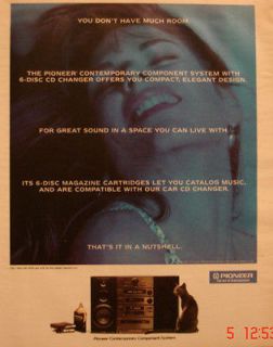 1991 Ad Pioneer Stereo Music Contemporary Component System