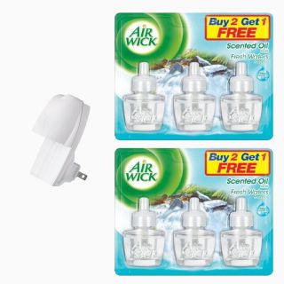 Air Wick Scented Oil Warmer with 6 Refills Fresh Water Scent .67 Oz