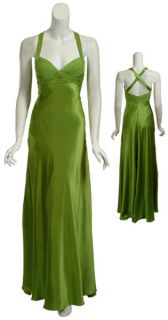 AIDAN MATTOX Svelte Lime Green Sleek Silk Long Formal Evening Gown