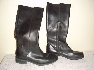 CREW Templeton Tall Black Leather Flat Riding Boots 6.5 Medium NWOB