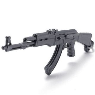 STAINLESS STEEL 2.3 TOY AK 47 AK47 RIFLE FIREARMS MACHINE GUN PENDANT