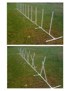 Dog Agility Equipment 12 Weave Poles Adjustable Spacing and Angle