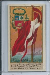 N9 Allen & Ginter, Right Bower Back, Flags of all Nations, Peru