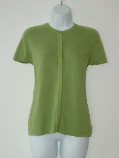 New AKRIS Kiwi Lime Green Cotton SS Cardigan Sweater 10