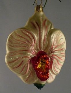 Cymbidium Orchid Hand Blown Glass Christmas Ornament by Oberfrankische