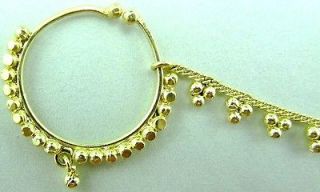 Gold Polish Bridal Wedding Bollywood Nose Ring Nath Chain Lehanga