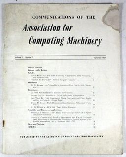 EARLY COMPUTING Communications of the Association for Computing