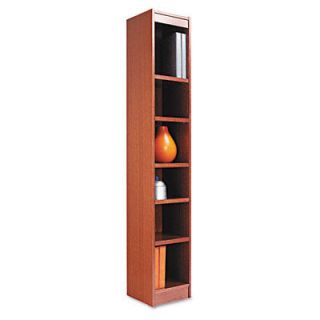 Alera Narrow Profile Bookcase Finished Back Wood Veneer 6 Shelf