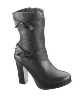 Harley Davidson® Womens Estelle Black Leather Motorcycle Boot 4 Heel