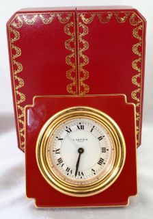 Cartier les must de 8 Days Alarm Clock Enamel and Brass