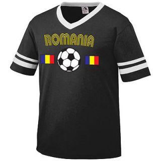 Romania Retro Soccer Football Ringer Mens Tshirt
