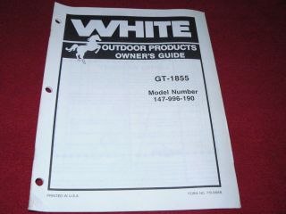 Oliver White Tractor LGT 1855 Lawn Tractor Operators Manual