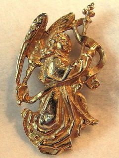 Vintage Alva Museum Replica Angel Archangel Gabriel Pin Brooch Gold