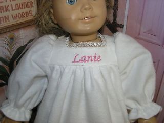 Embroidered Name Flannel Nightgown 18 Doll clothes fits American Girl