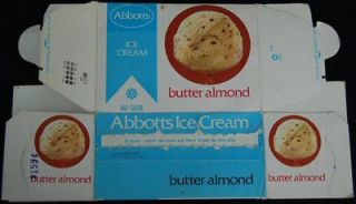 Vintage 1970s ABBOTTS ICE CREAM Box   Butter Almond ]