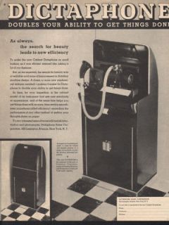 1934 DICTAPHONE CABINET VOICE PROCESSOR LETTER RECORD