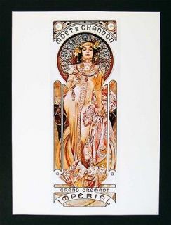 Alphonse Mucha Art Nouveau Print   Moet & Chandon Grend Cremant