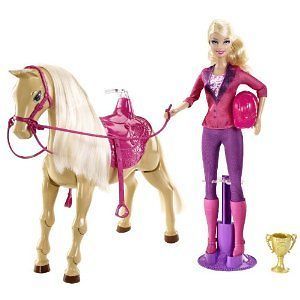 BARBIE FAMILY TRAIN TO TROT TAWNY HORSE AND DOLL BRAND NEW IN BOX FROM