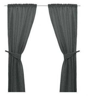 Ikea ANITA Pair of curtains with tie backs Dark Gray