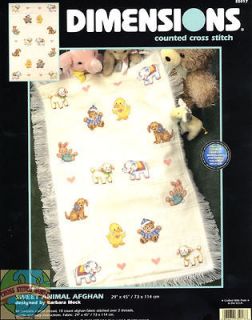 Stitch Kit ~ Dimensions Sweet Animal Baby Blanket Crib Afghan #35017