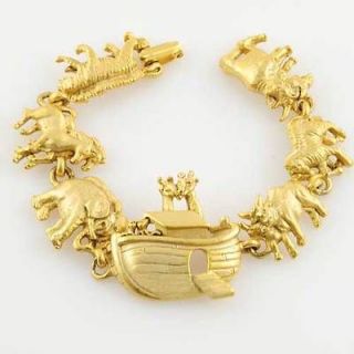 Lively Noahs Ark Link Animal Bracelet in 14kt Gold Ep