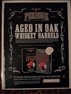 Ad AMERICAN SPIRIT Natural Cigarettes ~ Aged In Oak Whiskey Perique