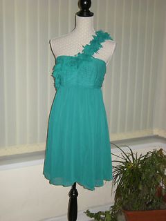 16 SOUTH JADE DRESS ONE SHOULDER RUFFLE GRECIAN STYLE CRUISE PARTY
