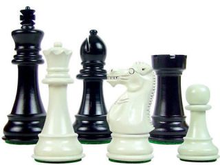 WOOD CHESS SET BLACK/IVORY 4 WEIGHTED LACQUERED 4 QNS.