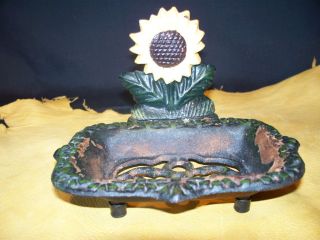 Modern Production Vintage Style Cast Iron Soap Dish Sunflower Design