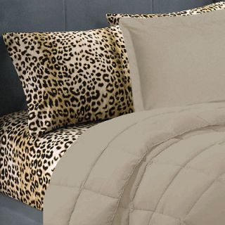 Tan Safari Leopard Cheetah Animal Print Twin XL Bedding & Sheet Set