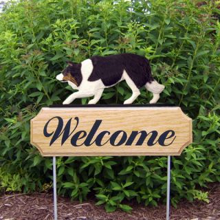 Border Collie Welcome Sign Stake. Home,Yard Garden Decor Dog Wood