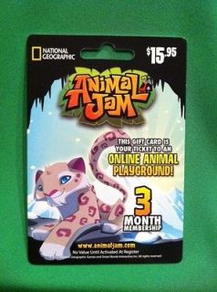 ANIMAL JAM 3 Month Membership Prepaid Game Card SNOW LEOPARD National