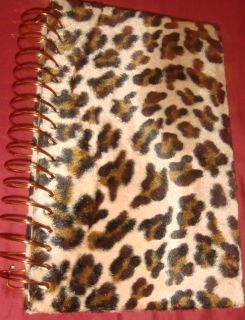 leopard print faux fur book hardcover journal or drawing book 9 1/4x7