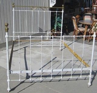 Antique BEDFRAME BED FRAME White Rollers Casters Brass Cross Bars