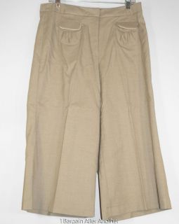 NEW Silhouettes Women Oatmeal Khaki Flat Front Gaucho Pants Size 12W
