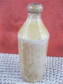 Antique Primitive 12 Sided Stoneware Beer Bottle, Circa 1850s
