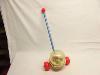 1960s Fisher Price Corn Popper Push Toy Made in USA Retro Pusher FP