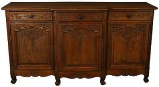 FRENCH COUNTRY OAK SIDEBOARD, SHELL CARVINGS, INTERESTING HARDWARE