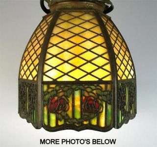 ANTIQUE SIGNED HANDEL ARTS & CRAFTS SLAG GLASS LAMP SHADE