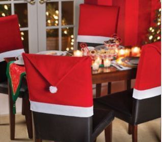 NEW *~* 1 SINGLE SANTA HAT CHAIR COVER *~* CHRISTMAS WINTER KITCHEN