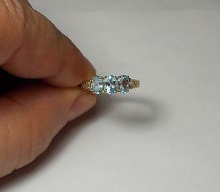 10K SOLID GOLD Antique Ornate Aquamarine Ring Sz 7 AWESOME NATURALS!!