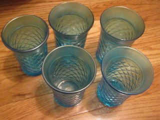 pcs Antique ?? Vintage Blue Drinking Glasses