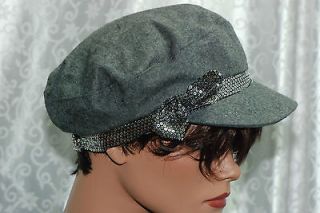 August Accessories GREY Sparkle Bow On The Town Conductor Hat Newsboy