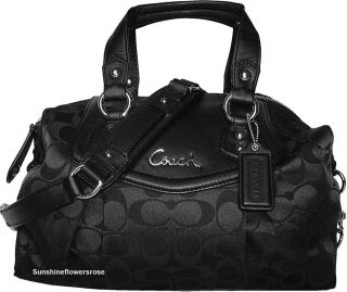 Coach Ashley Signature Fabric Black w/ Leather Trim Satchel Handbag