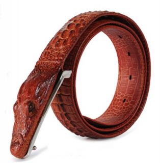 New fashionGenuin e Brwon Leather Belt with crocodile Buckle For Men