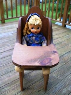 Antique Doll with Primitive Mini High Chair